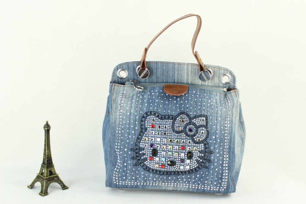 Rhinestone Handbags Designer Denim Women Bag 2017 Fashion Rhinestone Handbags Designer Denim Women Bag 2017 Fashion Female Jeans Shoulder Bags Cat