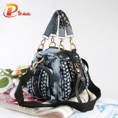 Vintage Denim Shoulder Handbags Casual Women Denim Bag Women Small Shoulder Bags Vintage Blue Jeans Crossbody Bag Ladies Purse