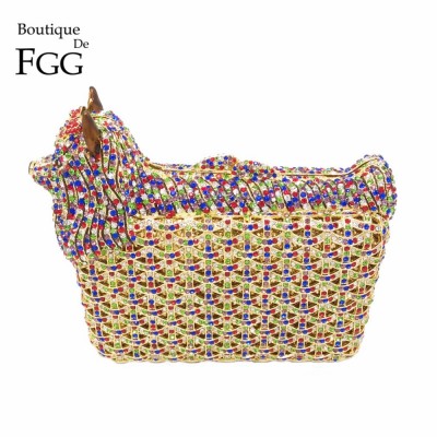 Animal Shape Luxury Party Crystal Bags Women Diamond Evening Clutches Purse Wedding Prom Clutch Bag Ladies Small Dog Handbags 