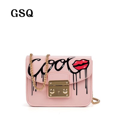 Sexy Bag High Quality Leather Women Messenger Bag Famous Brand Luxury Leather Bags Hot Fashion Sequined Hasp Style Sexy Lip Women Bag