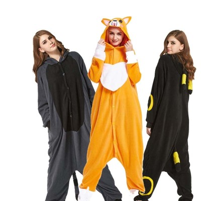 Light Fleece Cartoon Kigurumi Pajamas For Adult Bear Dog Onesies For Halloween One-piece Mouse Pijama Tiger Pyjamas Home Parties