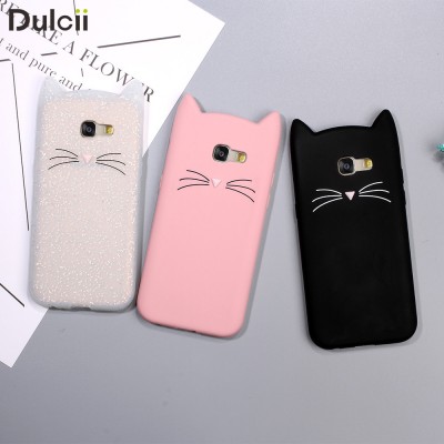 Dulcii Phone Case for Samsung Galaxy A5 A3 2019 Cute 3D Mustache Cat Silicone Coque Cover for Galaxy A5 A3 2019 Pink White Black