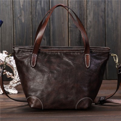 2019 new women oil wax genuine leather fashion bag retro Hobos bag shell bag hand diagonal package crossbody Shoulder Tote bag 