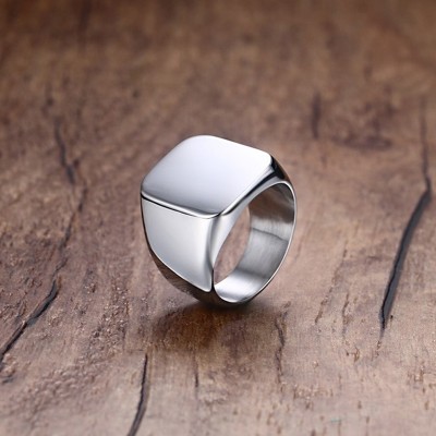 Mens Rings Stainless Steel Band Biker Signet Style Ring Men Polished Fashion Jewelry anel masculino Black Gold / Silver-color