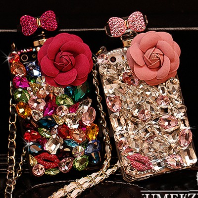 cartoon phone cases Luxury Lanyard 3D Flower Diamond Case Rhinestone Crystal Bling Cover Fundas Coque Capa Para for iPhone 6s 6 plus 5S 5 5C 4S 4 cartoon cases