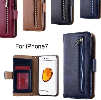 GrandEver New Wallet Zipper Leather Wristlet Case for iPhone 7 7 Plus 5 5s SE Case Cash Pouch Card Slots Holder Protective Cover