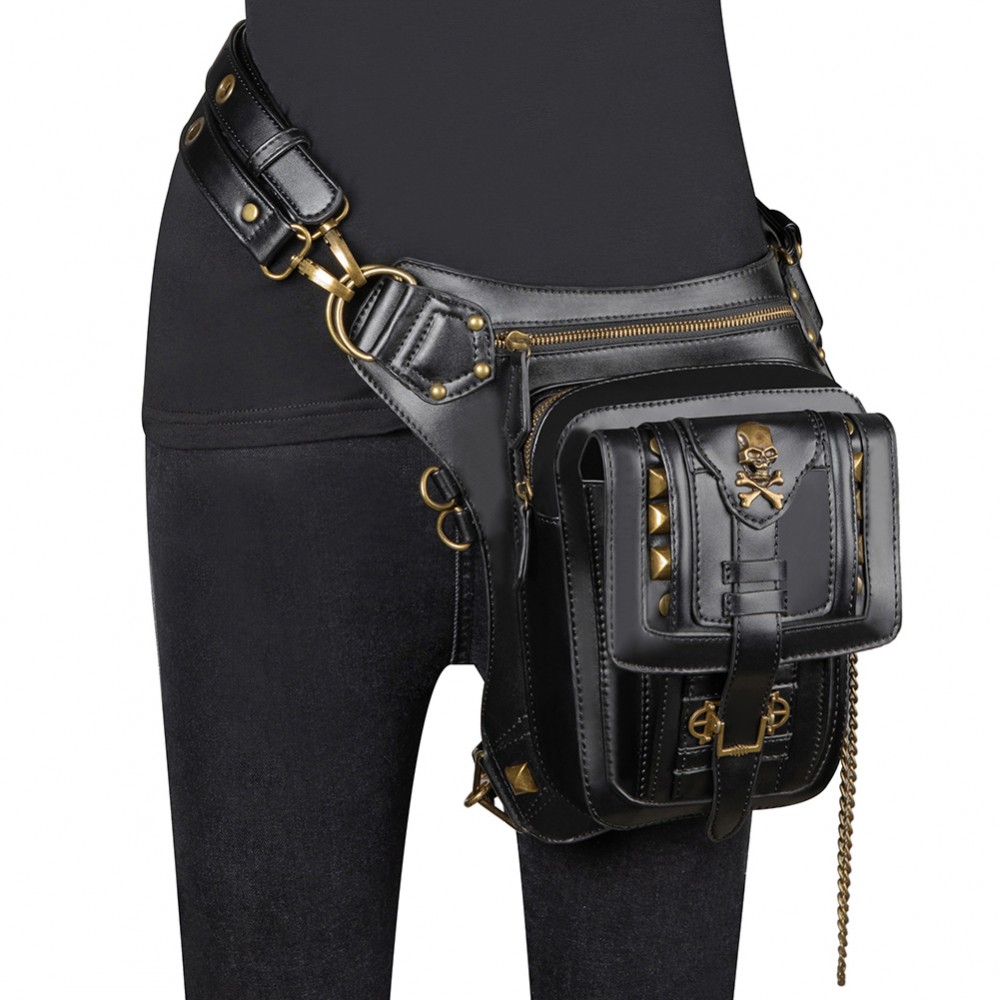 Steampunk PU Leather Waist Bag Vintage Gothic Multifunction Outdoor Waist Leg Bag