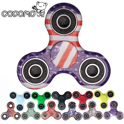 Finger Fidget Toys 2019 New Painting Flowers Pattern EDC Tri Hand Spinner Fidget Plastic Toy Long Time Rotating Powerful Hand Finger Spinner Gift