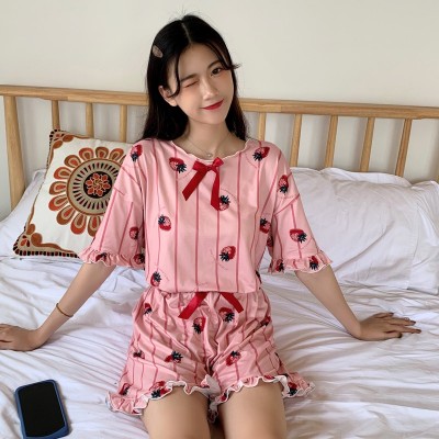 2019 Summer Short sleeve Pajama Set kawaii cartoon Print sleepwear for Women Pajamas short pant 2 Pieces Set Nightwear Pijamas