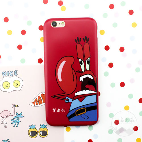 Crab Phone Case Spongebob Iphone 6 Case Lovely Cartoon SpongeBob Patrick Frosted PC Phone Case Cover for Apple iPhone 6 6S 6S 7 plus
