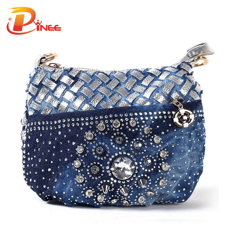 Rhinestone Handbags Designer Denim Handbags 2019 fashion jean coin ...