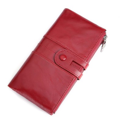 2020 Hot Sale Cowhide RFID Wallet Ladies Clutch Women Hasp Zipper Wallet Genuine Leather Female Purse Long Women Wallets Purse Coin