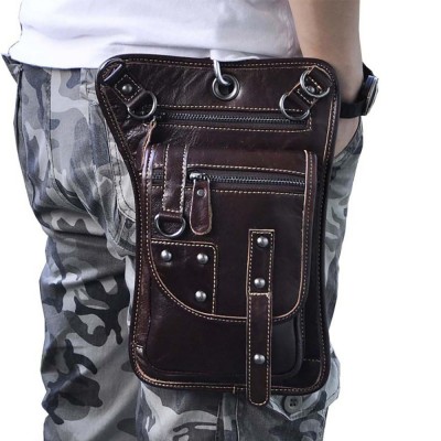 Steampunk Leg Bags|Steampunk Thigh Bags Oil Wax Genuine Leather Vintage Leg Drop Bags Men Motorcycle Rider Punk Rock Hook Fanny Waist Belt Pack Shoulder Messenger Bag