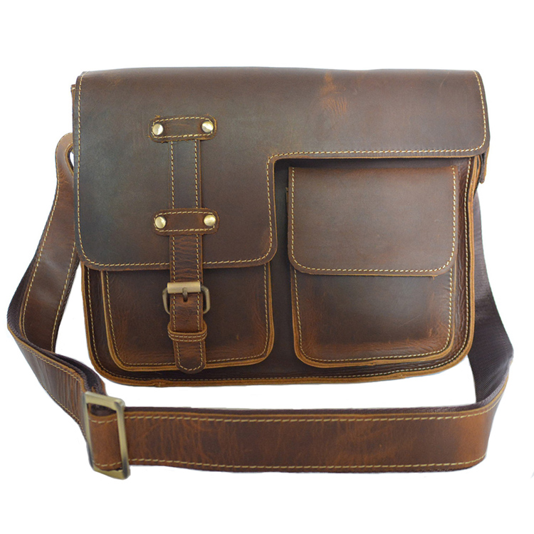 Men/'s Vintage Genuine Crazy Horse Cow Leather Messenger Shoulder Bag briefcase