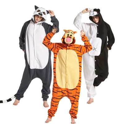 Cozy Pajamas Kigurumi Adult Onesies Bear Skull Cartoon Character Onesies For Halloween One-piece Pijama Tiger Home Parties