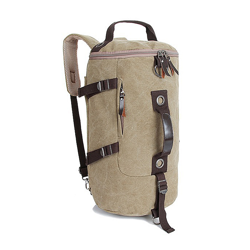 Vintage Genuine Leather Travel Canvas Luggage Rucksack Camping Mens Duffle Bag