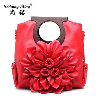 Sexy Bags 2019 Fashion  Women Tote  European American Style 3D Red Flower Sexy Ladies  High Quality PU Leather Bags Female Shoulder Bags