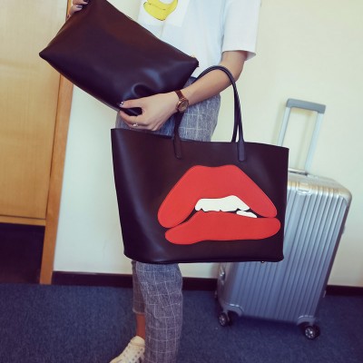 Sexy Bags Fashion Shoulder Bag Handbag European Leisure Sexy Lips Black Two-in-one Quilt Women Bags Lady Funky Lovely Concessional Rate