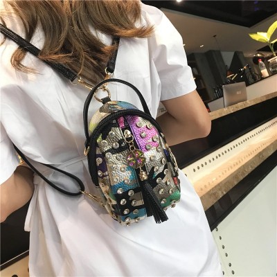 New Fashion Cute female backpack Crossbody shoulder bag womens Mini small backpack diamonds pu leather leisure bag for girls