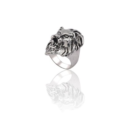 Vintage Silver Ring Men Stainless Steel Lion Head Ring Steampunk Hip Hop Animal Cool Male Finger Rings Jewelry Anel Masculino