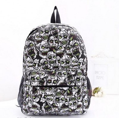 Gothic Backpacks School Girl Skull Print Canvas Gothic Backpack College Style Fashion Punk Bag
