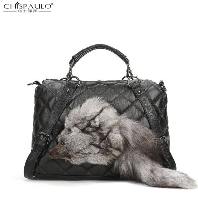 SHISPAULO-2019 new Lingge Spiraea rivet head plush fox handbag shoulder bag diagonal fashion handbags 