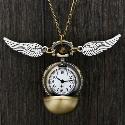 Quartz Pocket Watch Hogwarts Golden Snitch Slytherin Retro Pendant Clock Classic Pocket Necklace Gifts Kids