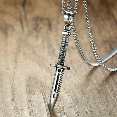Supernatural Sword Dagger Knife Necklace Pendant for Men Stainless Steel Male Bike Jewelry