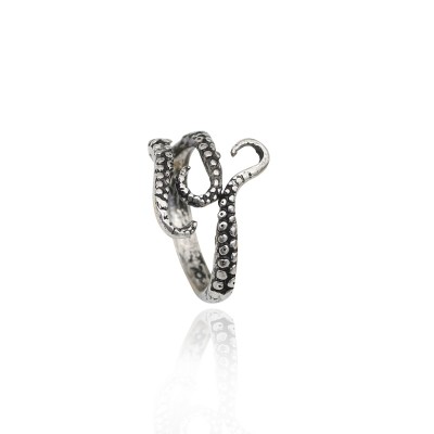 Punk Vintage Stainless Steel Titanium Steel Octopus Ring Octopus Tentacles Animal Rings For Men Women Resizable Anel Masculino