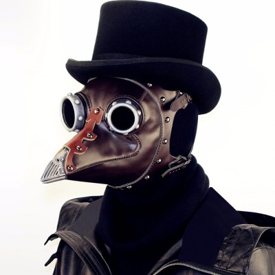 Steampunk Bird Mask Plague Doctor Mask GEARDUKE Steampunk Plague Bird Doctor Mask Brown PU Leather Bird Beak Mask Gothic Retro Halloween Cosplay Masquerade Party Masks