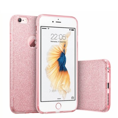 Brand Case for iPhone 6 6s 7 Plus for iPhone 8 X Luxury Cute Girl Lady Bling Rose Gold Pink Slilcone Sparkle Phone Cover Cases