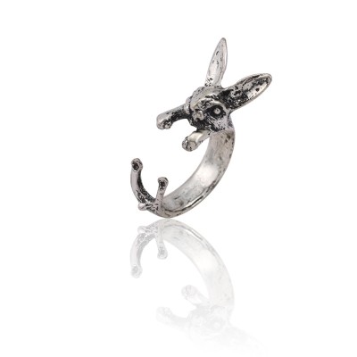 Vintage Punk Rabbit Rings For Women Hip Hop Silver Bunny Animal Ring Men Gothic Unisex Opening Ring Jewelry Anillos Mujer