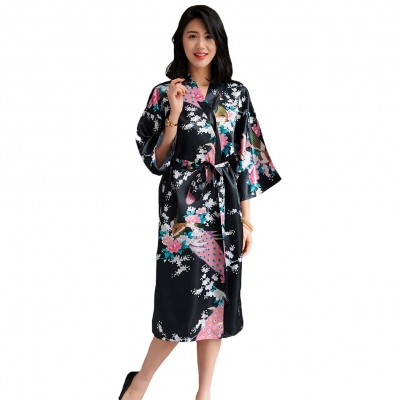 Women Robe Summer Kimono Bathrobe Gown Female Sexy Sleepwear Nightgown Casual Bride Bridesmaid Wedding Robe Noble Nightwear