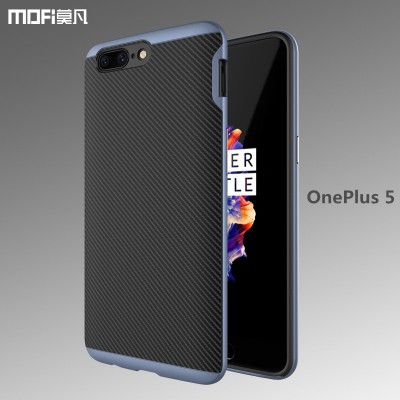 MOFi Case for Oneplus 5 back case cover MOFi original carbon fiber case soft TPU PC frame 2 in 1 gray op5 oneplus 5 case