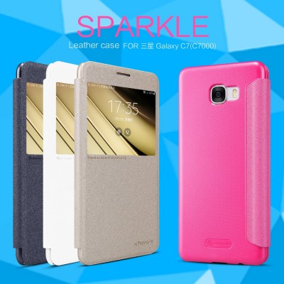 For Samsung Galaxy C7 phone Case Nillkin Sparkle Series Super Thin flip Cover PU leather Case For Samsung Galaxy C7 C7000