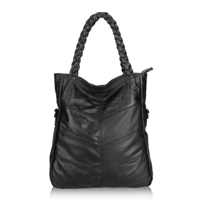 New brief fashionable casual black shoulder bag Tote women big bag real sheep skin bolsos women soft leather Messenger handbag 