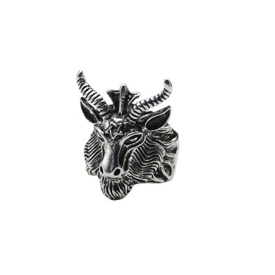 Punk Men Devil Satan Hexagram Black Goat Sheep Ring Titanium Steel Man Biker Rings Animal Jewelry Dropshipping Anel Masculino