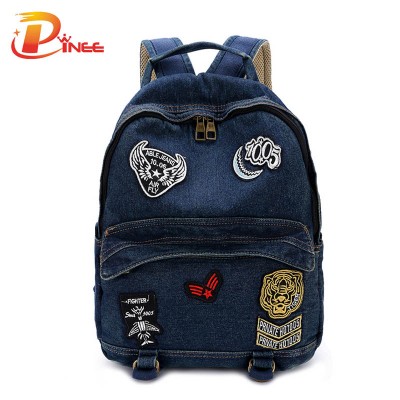 American apparel denim backpack Denim Women's Backpack School Vintage Backpack for Girls black blue denim backpack