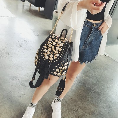 2019 New Fashion Brand Women Bag PU leather Female Hand bag Shoulder bag Diamonds Tassel Small School Backpack For Girls