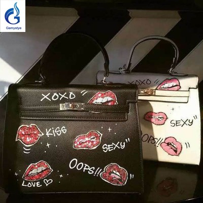 Sexy Bags Kiss Sexy  Women Handbag Messenger Bags 100% Leather Bag Kiss Sexy Women's Hand Painting Handbags Gift