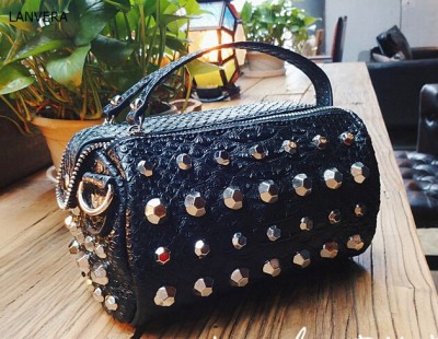 Sexy Bags factory customized women sexy snakeskin bags rivets embellished fashion lady shoulder handbags