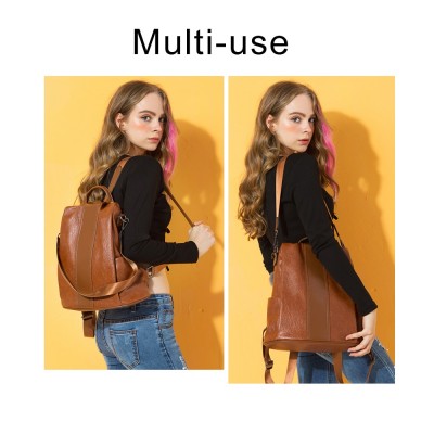 Fashion Quality Leather Anti-thief Women Backpack Large Capacity Hair Ball School Bag for Teenager girls Male Travel Bags