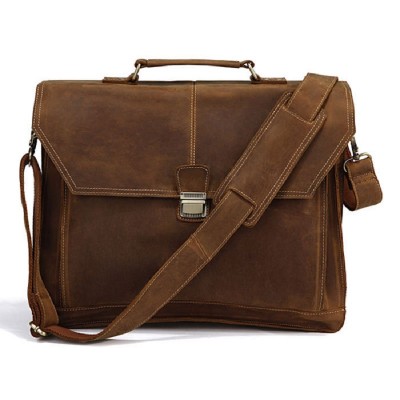 Maletin Hombre Vintage Crazy Horse Leather Mens Briefcase Laptop Business Case Genuine Messenger Bag Men Shoulder Crossbody 