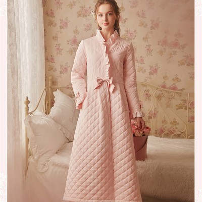 Winter Robe Sleepwear Ladies Cotton Long Robe Women Vintage Sleepwear Women Sleep Homewear Ware Nightgown Robes High quality