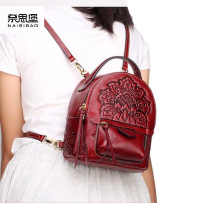 2019 new genuine leather bag quality fashion leather backpack quality fashion mini backpack