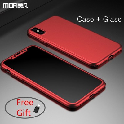 Brand MOFI phone case For iphone X case full cover front back set for iphoneX case red PC hard luxury for X edition case capa coque funda 360 cover case