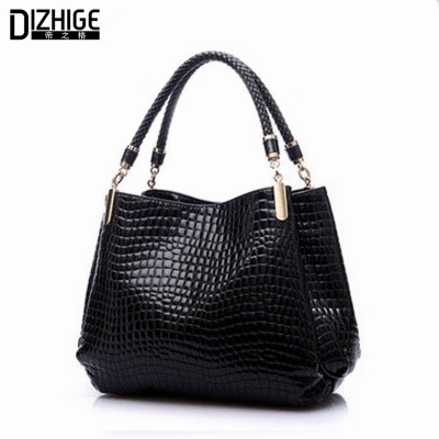 2015 Alligator Leather Women Handbag Bolsas De Couro Fashion Famous Brands Shoulder Bag Black Bag Ladies Bolsas Femininas Sac 