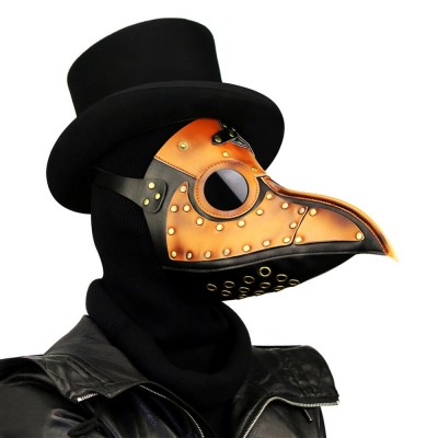 Steampunk Bird Mask Plague Mask Steampunk Plague Doctor Mask Gold PU Leather Vintage Gothic Plague Doctor Mask Steampunk Bird Beak Mask Funny Halloween Masks Anime Cosplay Props