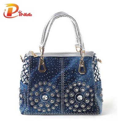 Rhinestone Handbags Designer Denim Handbags Casual Ladies Tote Bags Designer Crystal Diamond Women Messenger Bags Famous Brand Luxury Handbags Women Bags