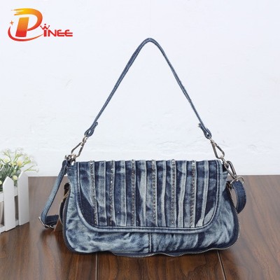 Vintage Denim Shoulder Handbags Fashion Blue Jeans Bag Women's Vintage Small Denims Shoulder Bag Crossbody Messenger Bag For Lady